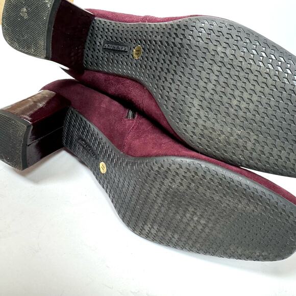 AQUATALIA by Marvin K Ankle Boots Burgundy Suede High Heel Buckle Size 11 - Picture 4 of 7